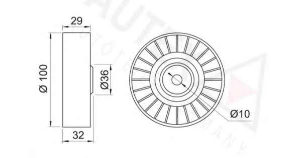 Autex 651068 V-ribbed belt tensioner (drive) roller 651068