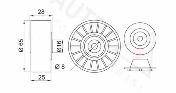 Autex 651076 V-ribbed belt tensioner (drive) roller 651076