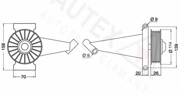 Autex 651175 V-ribbed belt tensioner (drive) roller 651175