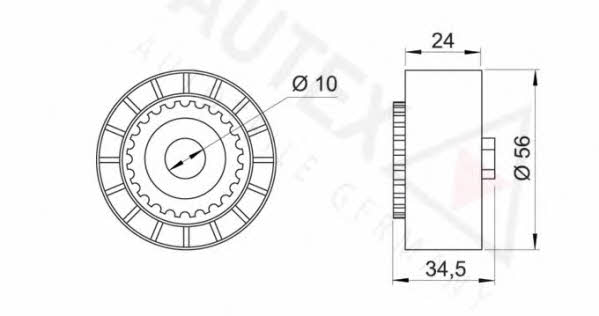Autex 651345 V-ribbed belt tensioner (drive) roller 651345