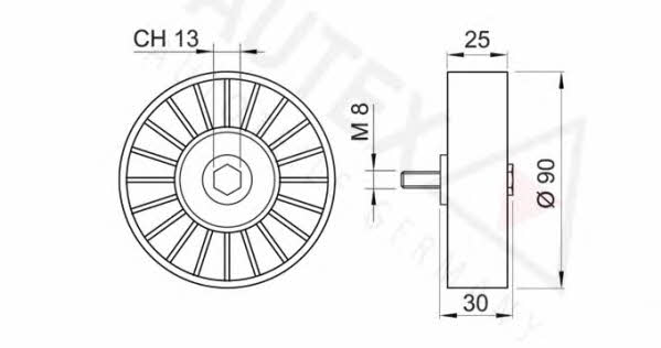 Autex 651352 V-ribbed belt tensioner (drive) roller 651352