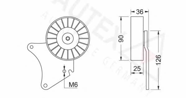 Autex 651375 V-ribbed belt tensioner (drive) roller 651375