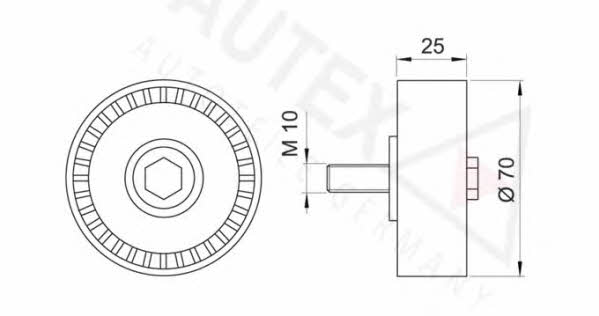 Autex 651377 V-ribbed belt tensioner (drive) roller 651377