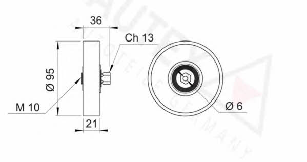 Autex 651412 V-ribbed belt tensioner (drive) roller 651412