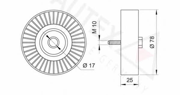 Autex 651654 V-ribbed belt tensioner (drive) roller 651654