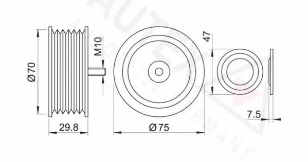 Autex 651740 V-ribbed belt tensioner (drive) roller 651740