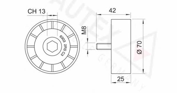 Autex 651847 V-ribbed belt tensioner (drive) roller 651847