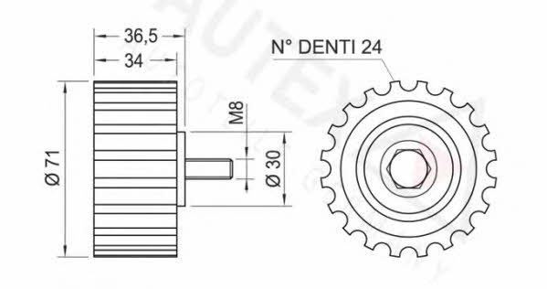 Autex 651851 Tensioner pulley, timing belt 651851