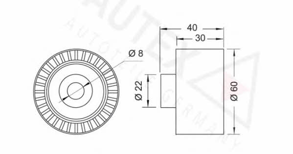 Autex 652030 Tensioner pulley, timing belt 652030