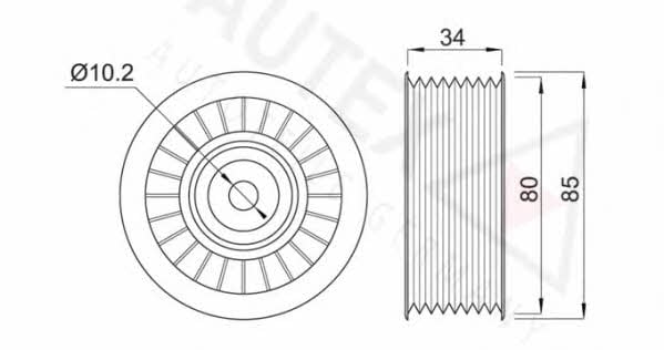 Autex 654069 V-ribbed belt tensioner (drive) roller 654069