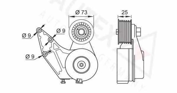 Autex 654081 V-ribbed belt tensioner (drive) roller 654081