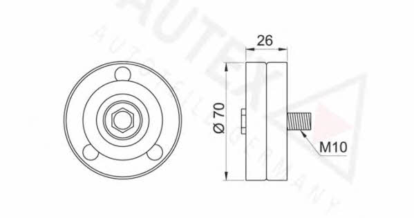 Autex 654140 V-ribbed belt tensioner (drive) roller 654140
