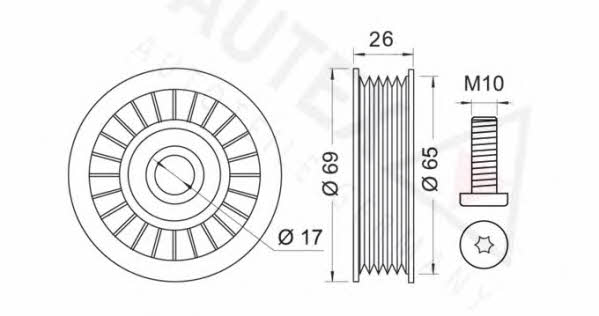 Autex 654209 V-ribbed belt tensioner (drive) roller 654209