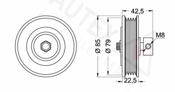 Autex 654230 V-ribbed belt tensioner (drive) roller 654230