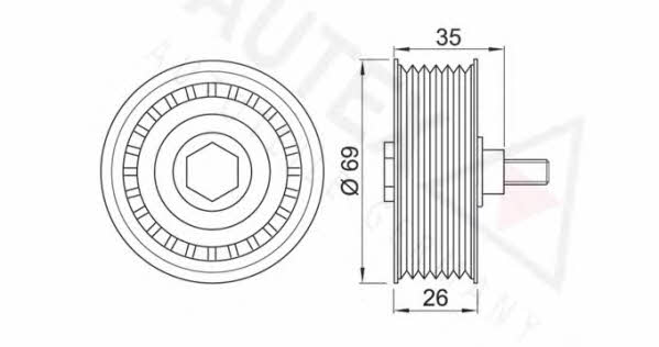 Autex 654256 V-ribbed belt tensioner (drive) roller 654256