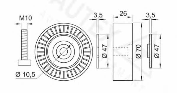 Autex 654257 V-ribbed belt tensioner (drive) roller 654257