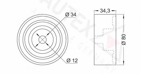 Autex 654428 Tensioner pulley, timing belt 654428