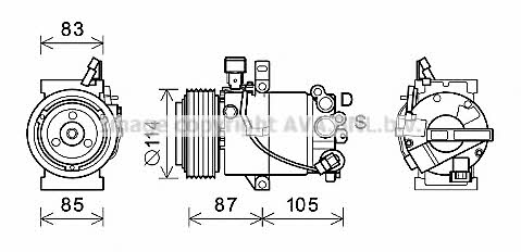 AVA HYK355 Compressor, air conditioning HYK355