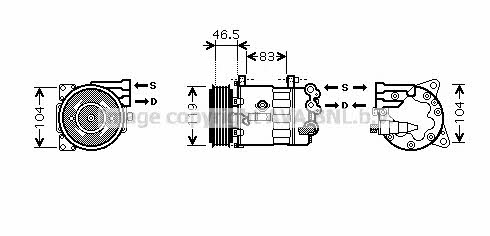 AVA PEK326 Compressor, air conditioning PEK326