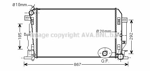 AVA VWA2282 Radiator, engine cooling VWA2282