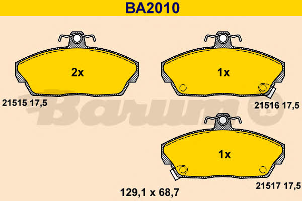 Barum BA2010 Brake Pad Set, disc brake BA2010