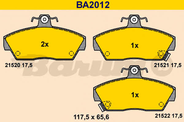 Barum BA2012 Brake Pad Set, disc brake BA2012