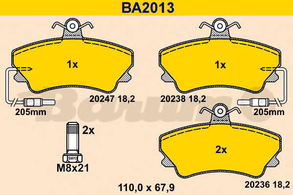 Barum BA2013 Brake Pad Set, disc brake BA2013