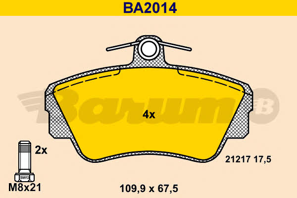 Barum BA2014 Brake Pad Set, disc brake BA2014