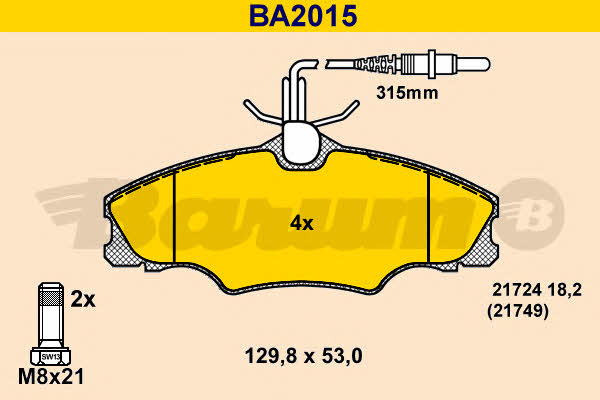 Barum BA2015 Brake Pad Set, disc brake BA2015