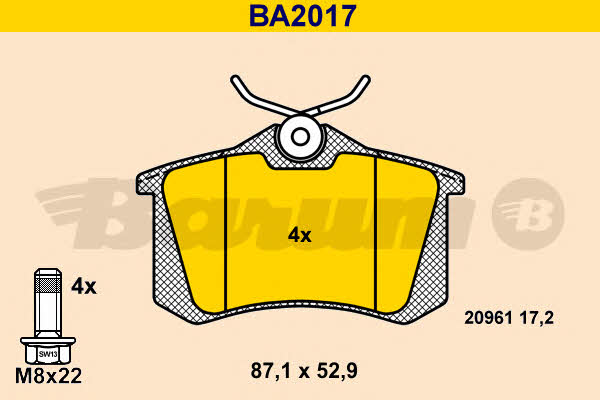 Barum BA2017 Brake Pad Set, disc brake BA2017