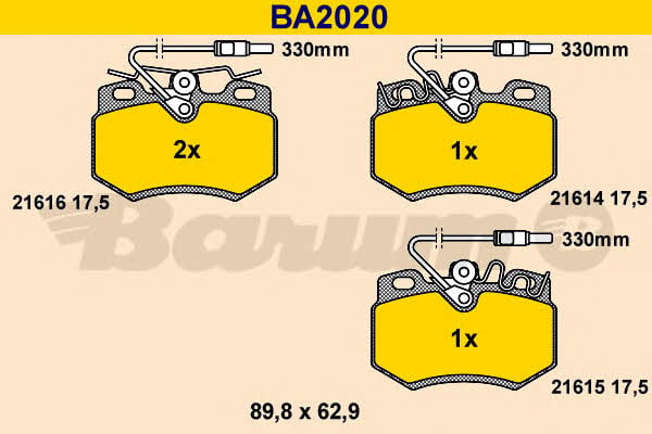 Barum BA2020 Brake Pad Set, disc brake BA2020