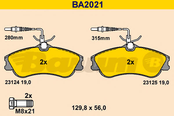 Barum BA2021 Brake Pad Set, disc brake BA2021