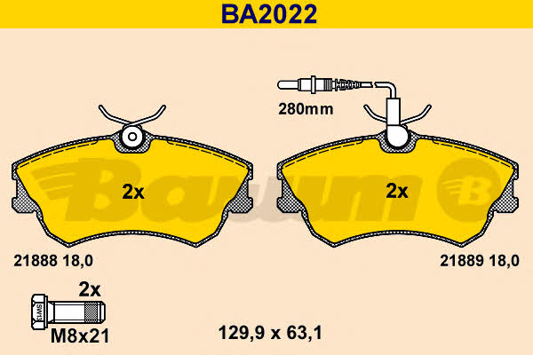 Barum BA2022 Brake Pad Set, disc brake BA2022