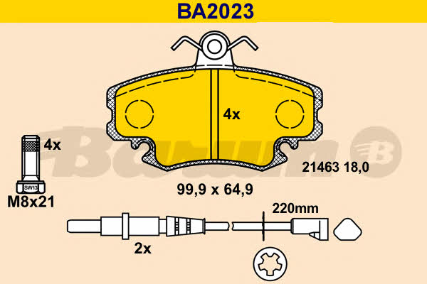 Barum BA2023 Brake Pad Set, disc brake BA2023