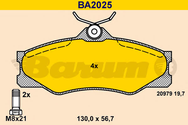Barum BA2025 Brake Pad Set, disc brake BA2025