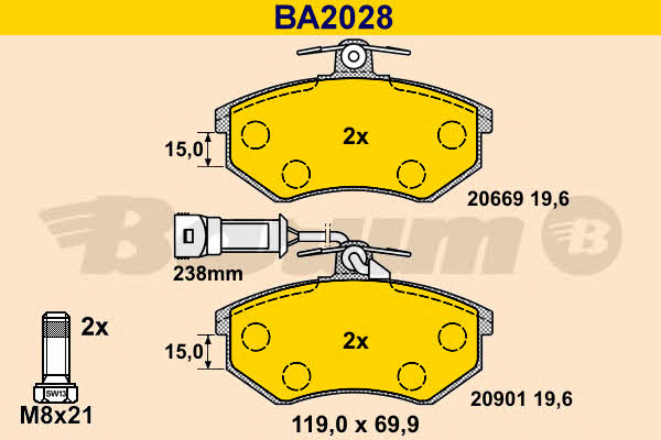 Barum BA2028 Brake Pad Set, disc brake BA2028