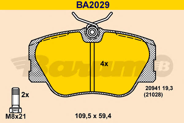 Barum BA2029 Brake Pad Set, disc brake BA2029
