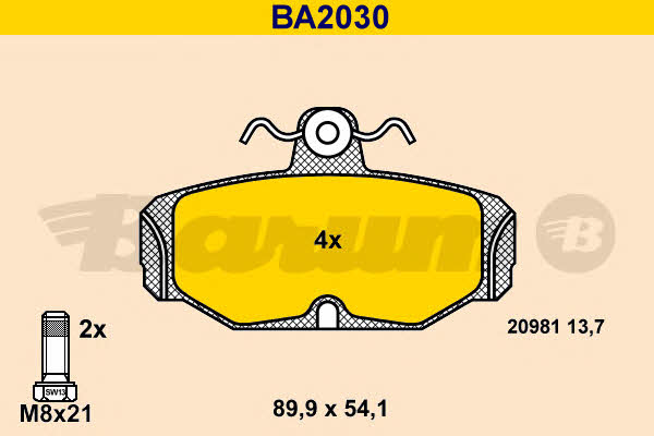 Barum BA2030 Brake Pad Set, disc brake BA2030