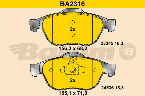 Barum BA2316 Brake Pad Set, disc brake BA2316