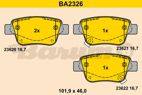 Barum BA2326 Brake Pad Set, disc brake BA2326