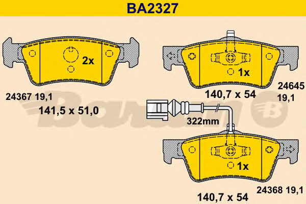 Barum BA2327 Brake Pad Set, disc brake BA2327