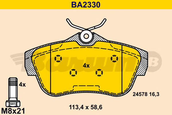 Barum BA2330 Brake Pad Set, disc brake BA2330