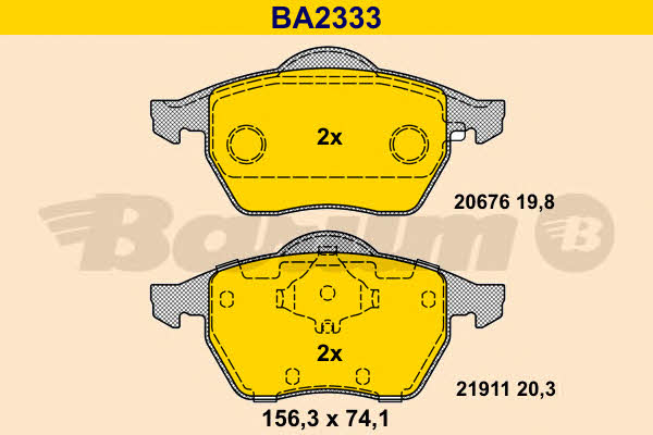 Barum BA2333 Brake Pad Set, disc brake BA2333