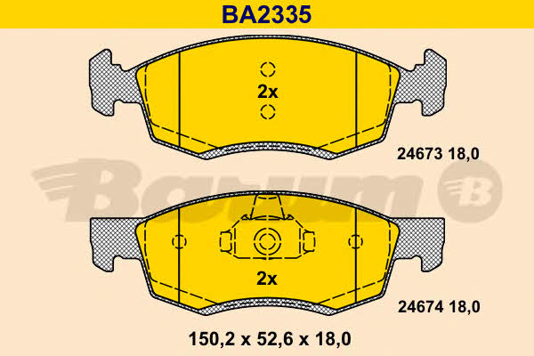 Barum BA2335 Brake Pad Set, disc brake BA2335