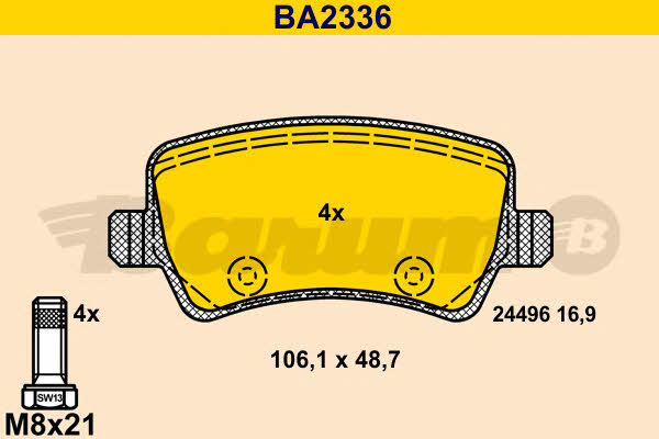 Barum BA2336 Brake Pad Set, disc brake BA2336