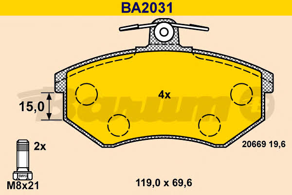 Barum BA2031 Brake Pad Set, disc brake BA2031