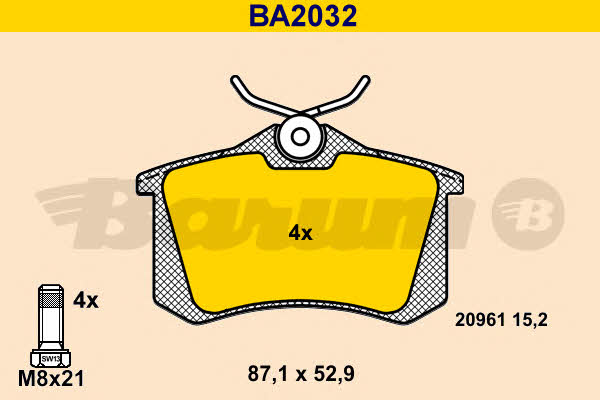 Barum BA2032 Brake Pad Set, disc brake BA2032