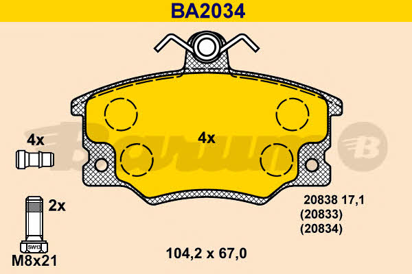 Barum BA2034 Brake Pad Set, disc brake BA2034