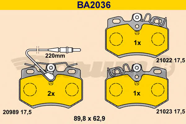 Barum BA2036 Brake Pad Set, disc brake BA2036