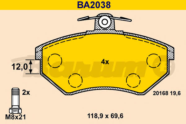 Barum BA2038 Brake Pad Set, disc brake BA2038